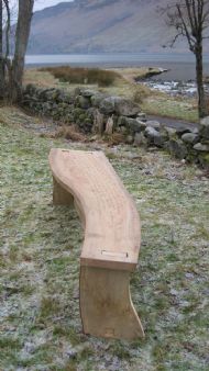 Solid engraved oak/ash bench
